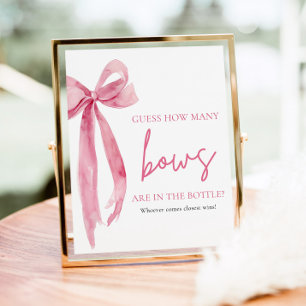 Elegant Blush Pink Bow Guess How Many Bows Game Poster