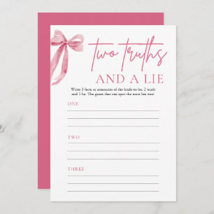 Elegant Blush Pink Bow Two Truths and a Lie Game Invitation
