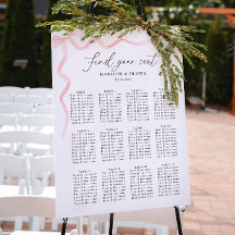 Elegant Blush Pink Bow Wedding Seating Charts