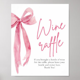 Elegant Blush Pink Bow Wine Raffle Game Sign