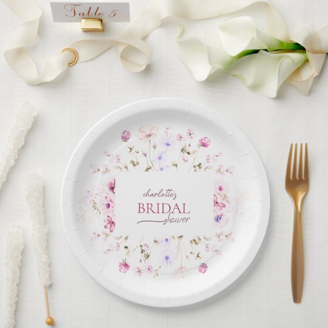 Elegant Blush Pink Bridal Shower Paper Plate  (Wedding)