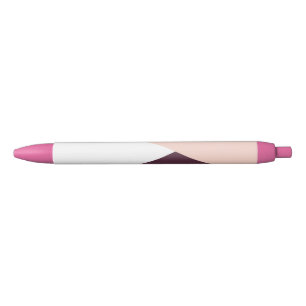 Elegant blush pink & burgundy geometric triangles black ink pen