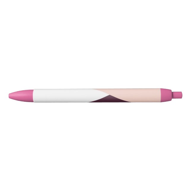 Elegant blush pink & burgundy geometric triangles black ink pen (Front)