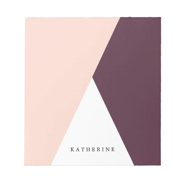 Elegant blush pink & burgundy geometric triangles notepad (Front)