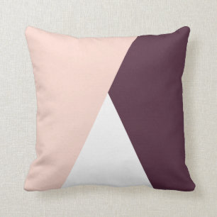 Elegant blush pink & burgundy geometric triangles throw pillow