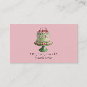 Elegant Blush Pink Cake Bakery  Business Card