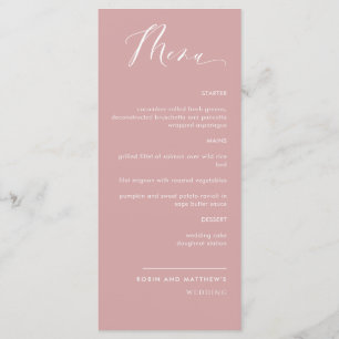 Elégant Blush Pink Calligraphy Menu Mariage