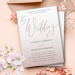 Elegant Blush Pink Calligraphy The Wedding Of  Invitation