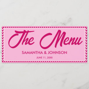 Elegant Blush Pink Chevron Stripe Wedding Dinner Menu