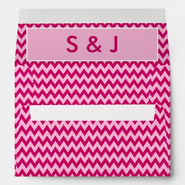 Elegant Blush Pink Chevron Stripe Wedding Envelope (Back (Bottom))