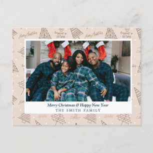 Elegant Blush Pink Christmas Greetings with Photo Holiday Postcard