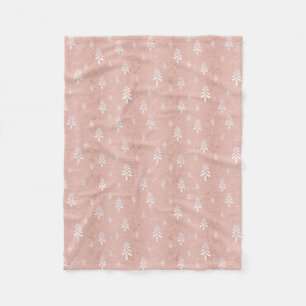 Elegant blush pink Christmas tree pattern Fleece B Blanket