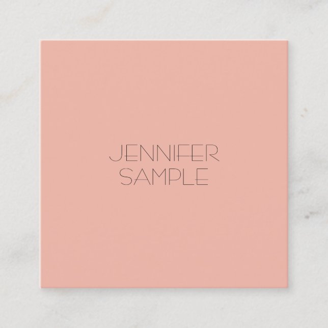 Elegant Blush Pink Colour Modern Simple Template Square Business Card (Front)