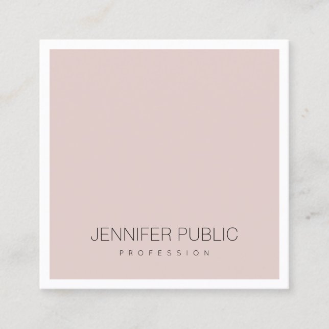 Elegant Blush Pink Creative Modern Professional Square Business Card (Front)