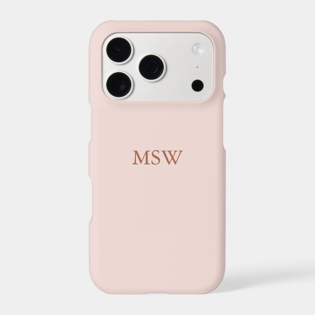 Elegant blush pink custom monogram initials chic (Back)