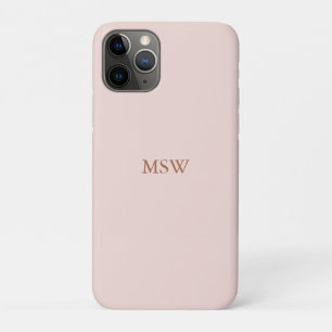 Elegant blush pink custom monogram initials chic iPhone 11 pro case