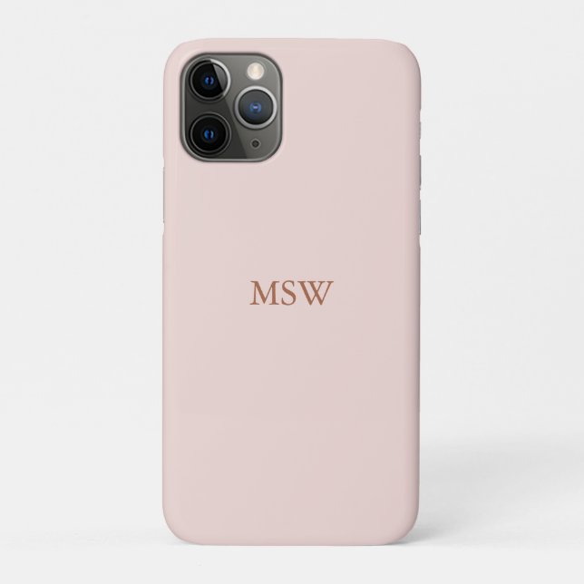 Elegant blush pink custom monogram initials chic Case-Mate iPhone case (Back)