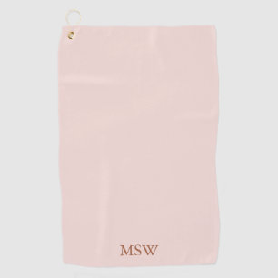 Elegant blush pink custom monogram initials chic golf towel
