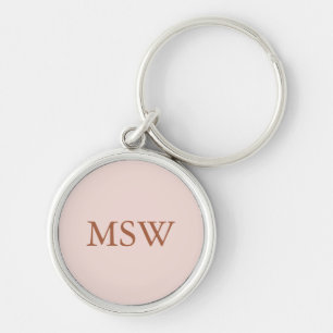 Elegant blush pink custom monogram initials chic keychain