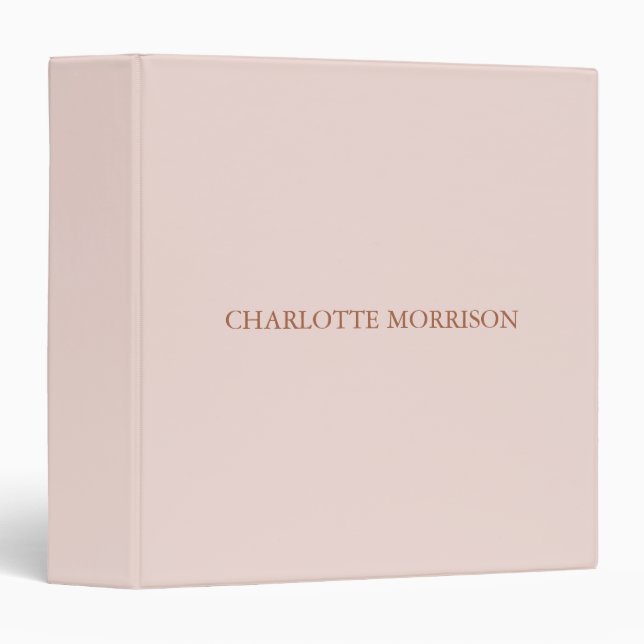 Elegant blush pink custom monogram initials name binder (Front/Spine)