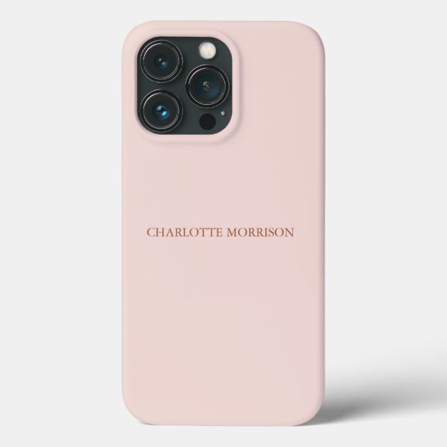 Elegant blush pink custom monogram initials name Case-Mate iPhone case (Back)