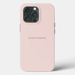 Elegant blush pink custom monogram initials name iPhone 13 pro case