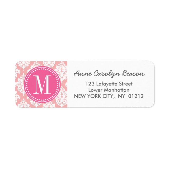 Elegant Blush Pink Damask Personalized (Front)