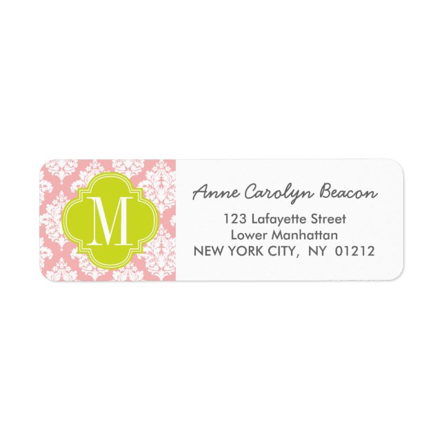 Elegant Blush Pink Damask Personalized (Front)