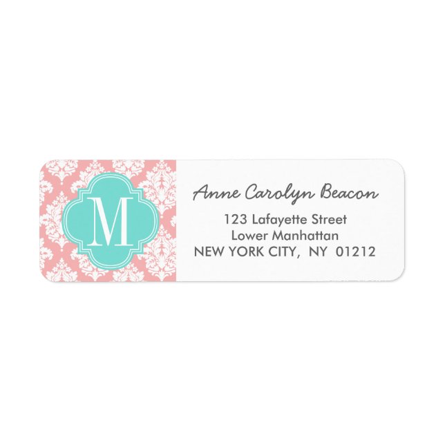 Elegant Blush Pink Damask Personalized (Front)