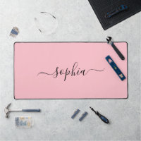 Elegant Blush Pink Desk Mat Featuring Your Name