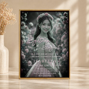 Elegant Blush Pink Eighteen Photo Invitation