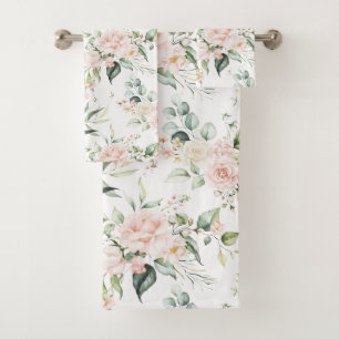 Elegant Blush Pink Eucalyptus Bath Towel Set