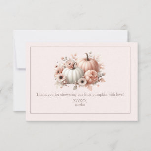Elegant Blush Pink Fall Pumpkin Thank you Card