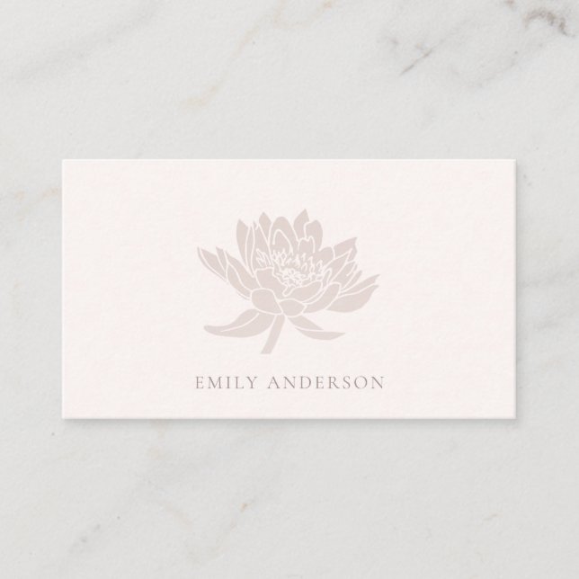 ELEGANT BLUSH PINK FAUX ROSE GOLD LOTUS FLORAL BUSINESS CARD (Front)