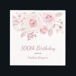 Elegant Blush Pink Floral 100th Birthday Party Napkin<br><div class="desc">Elegant Blush Pink Floral 100th Birthday Party Napkins

See matching collection in Niche and Nest Store</div>