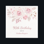 Elegant Blush Pink Floral 90th Birthday Party Napkin<br><div class="desc">Elegant Blush Pink Floral 90th Birthday Party Napkins

See matching collection in Niche and Nest Store</div>