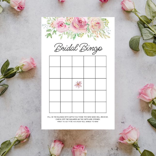 Elegant Blush Pink Floral Bridal Bingo Game (Creator Uploaded)
