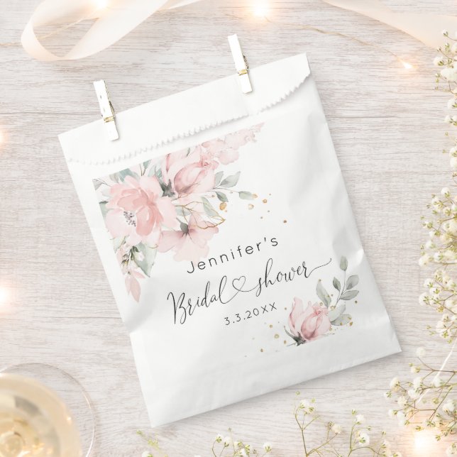 Elegant Blush pink floral bridal shower Favour Bag (Clipped)