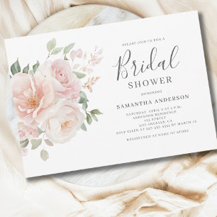 Elegant Blush Pink Floral Bridal Shower  Invitation