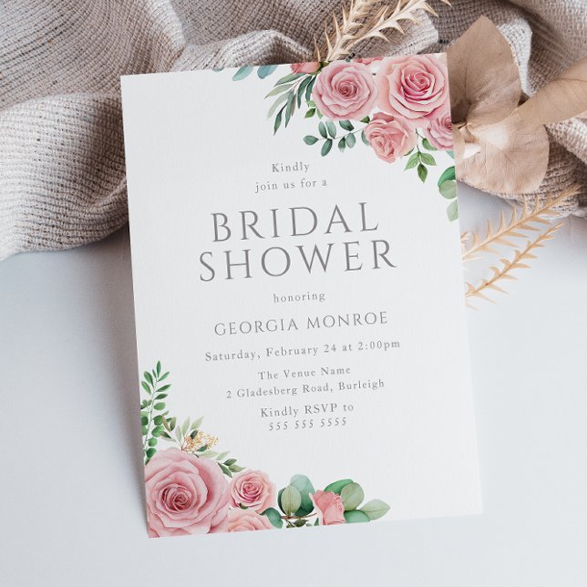 Elegant Blush Pink Floral Bridal Shower Invitation (Creator Uploaded)