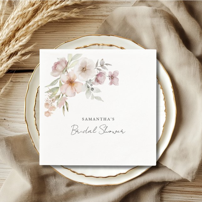 Elegant Blush Pink Floral Bridal Shower  Napkin (Creator Uploaded)