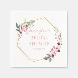 Elegant Blush Pink Floral Bridal Shower Napkins