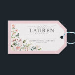 Elegant Blush Pink Floral Bridal Shower No Wrap Gift Tags<br><div class="desc">Enclose this gift tag with your invitations for you guests to attach to their gifts. Designed to match my bestselling Elegant Pink Watercolor Floral Bridal Shower Suite, this No Wrap gift tag features the same elegant script calligraphy and text, hand painted watercolor florals, and pink border. The back of the...</div>