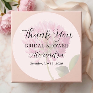 Elegant Blush Pink Floral Bridal Shower Thank You Classic Round Sticker