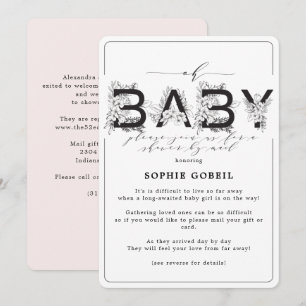 Elegant Blush Pink Floral By Mail Baby Shower Invitation
