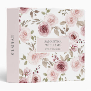 Elegant Blush Pink Floral Event Planner Binder