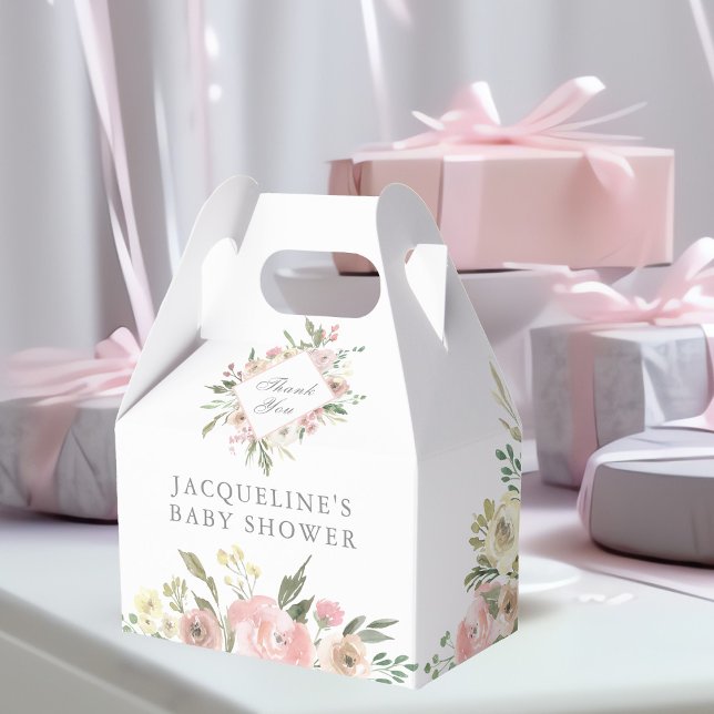 Elegant Blush Pink Floral Garden Baby Shower Favor Box (Creator Uploaded)