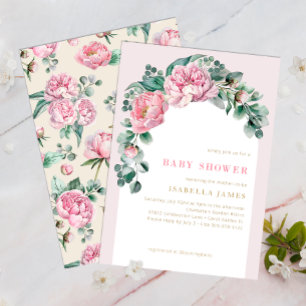 Elegant Blush Pink Floral Girl Baby Shower Invitation