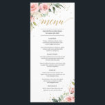 Elegant blush pink floral gold boho wedding menu<br><div class="desc">Elegant blush pink floral gold boho wedding menu,  Contact me for matching items or for customization,  Blush Roses ©</div>