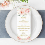 Elegant Blush Pink Floral Gold Bridal Shower Menu<br><div class="desc">Personalize this chic menu card easily and quickly, simply press the Edit Using Design Tools button to further re-arrange and format the style and placement of the text. Double sided. Perfect for Bridal Shower, Baby Shower, Birthday Party, Quinceañera, Sweet 16, 18th Birthday, Baptism / Christening and more occasion! Matching items...</div>